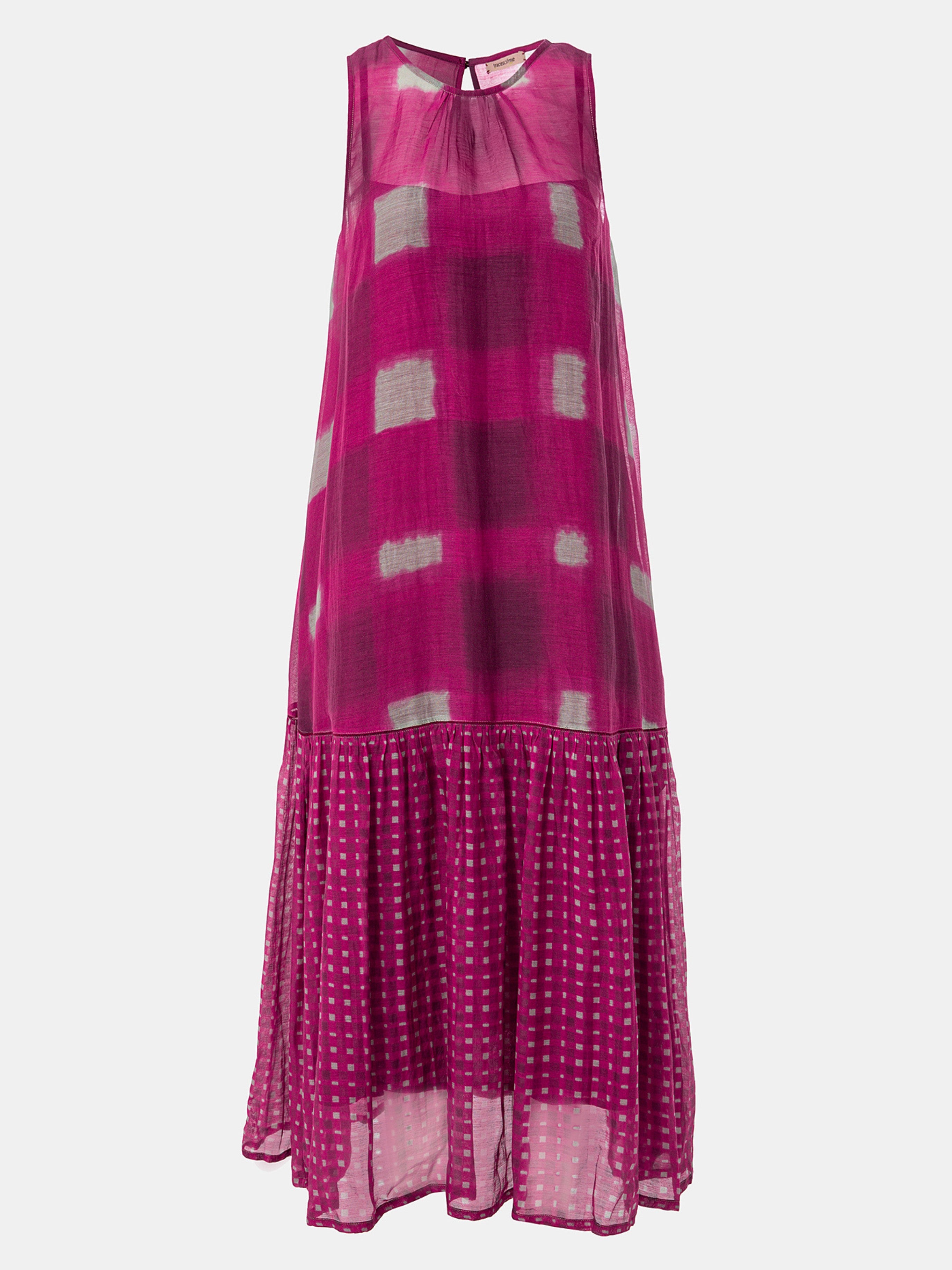 Vestido Yabalka — Cuadros difuminados en Chanderi de seda y algodón