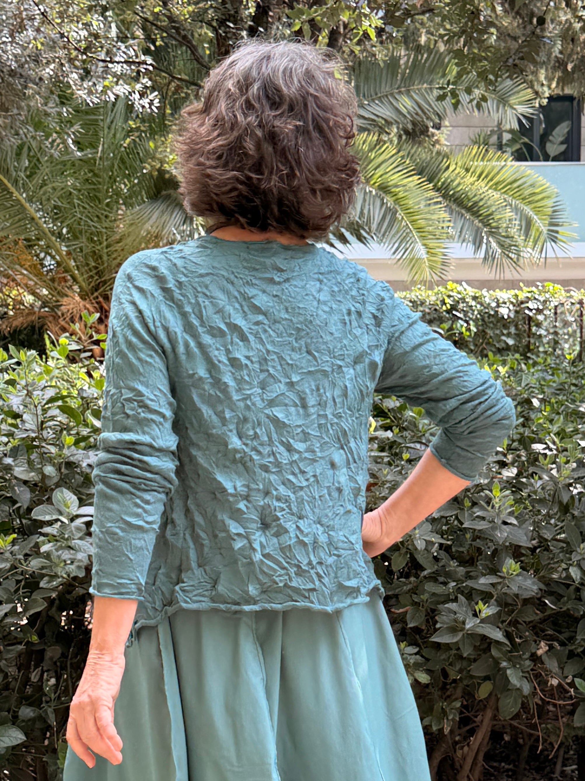 Jaqueta de lli textura arrugada