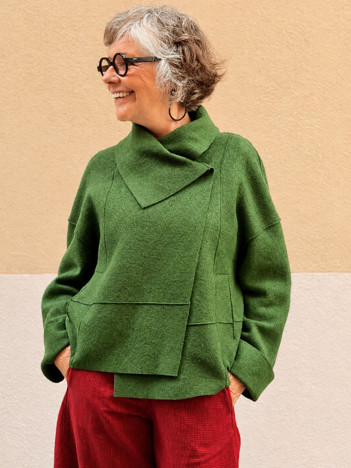 Boiled wool jacket — wide collar