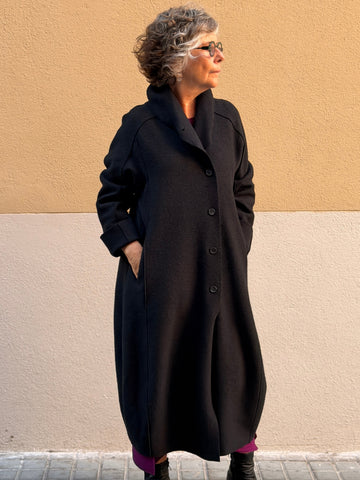 Boiled wool coat — shawl collar