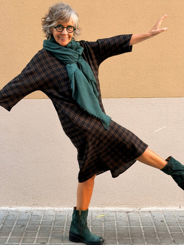 Checked wool dress — A-line cut