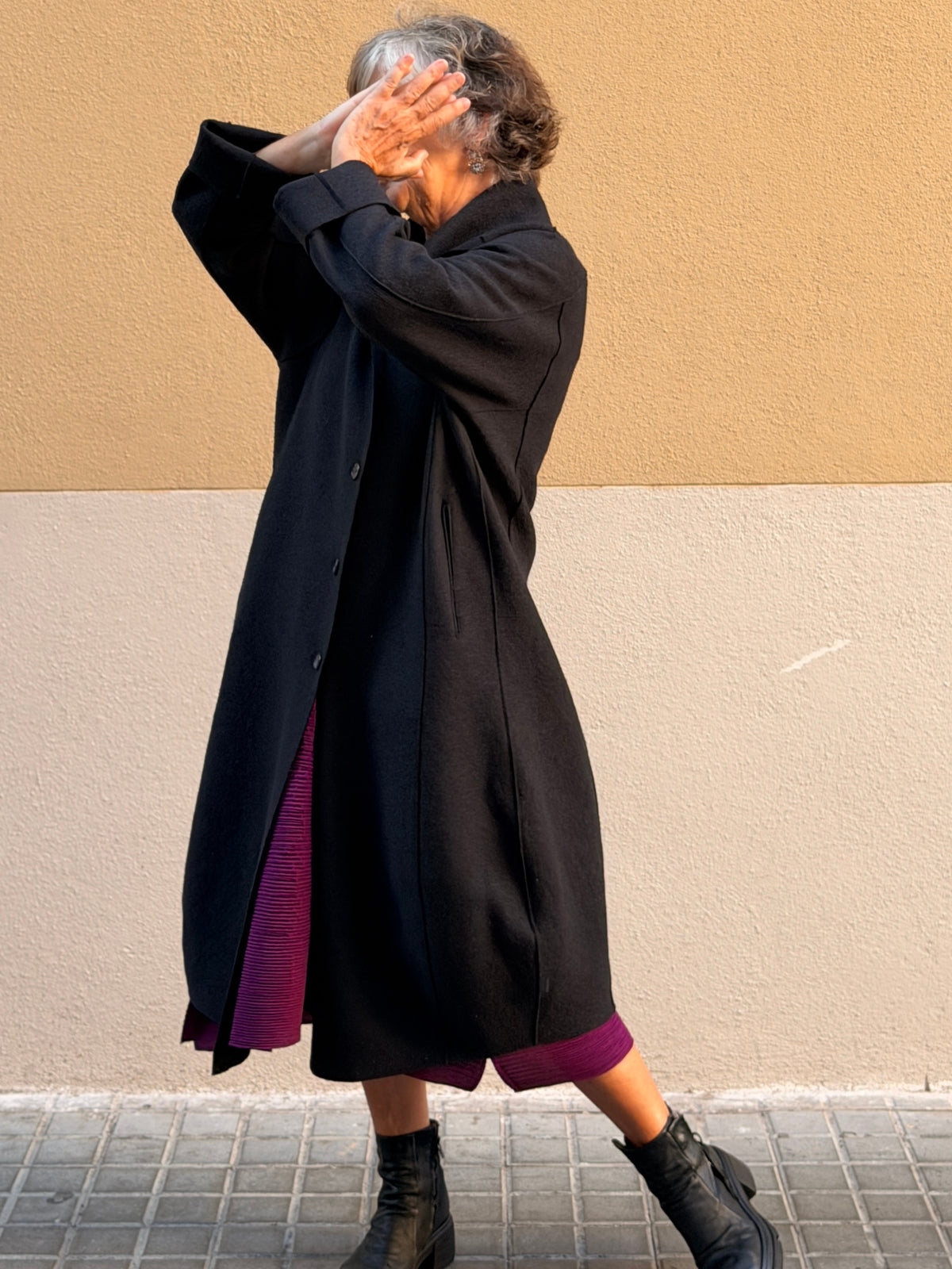 Boiled wool coat — shawl collar