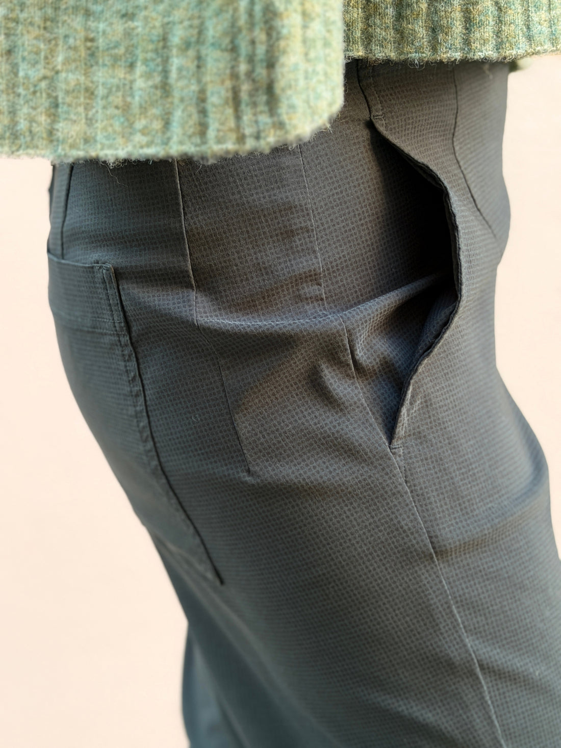 Pantaló recte — teixit elàstic de microquadre