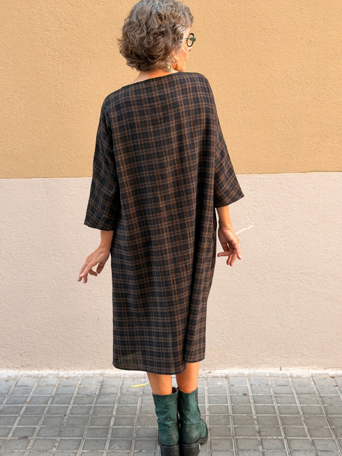 Checked wool dress — A-line cut