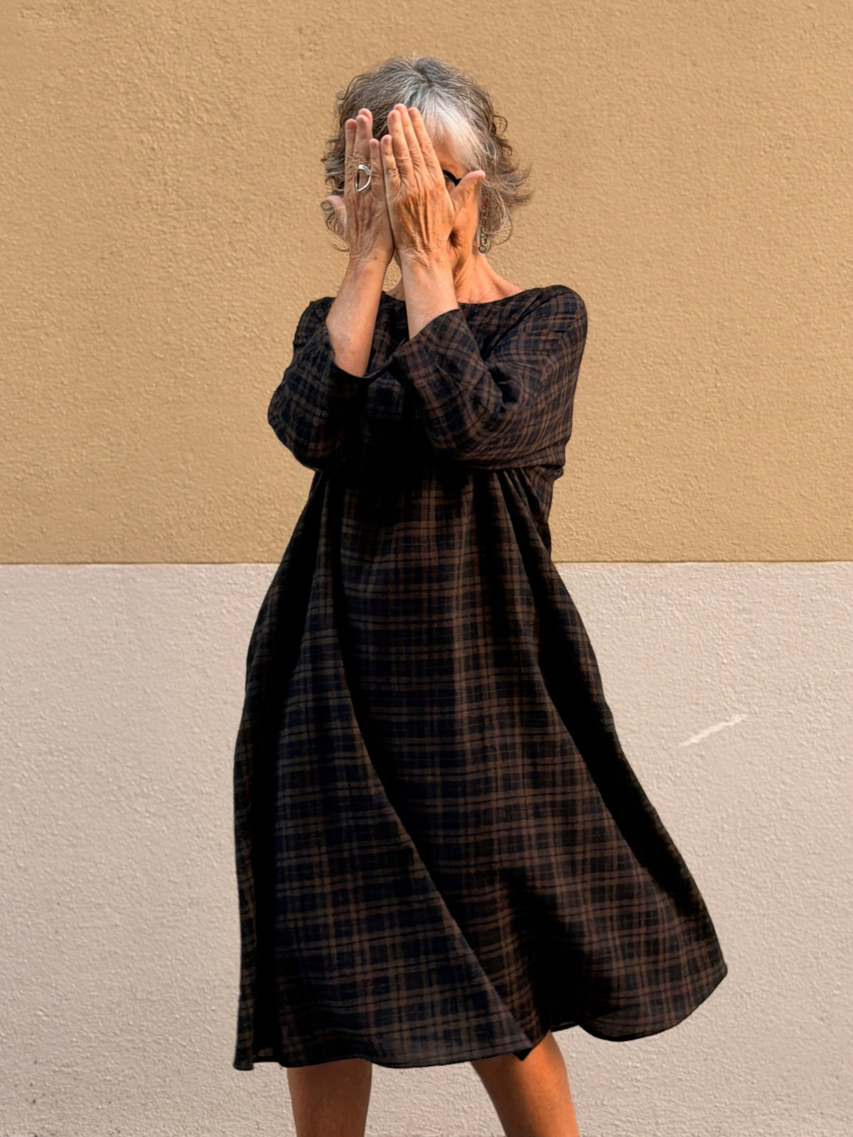 Checked wool dress — A-line cut