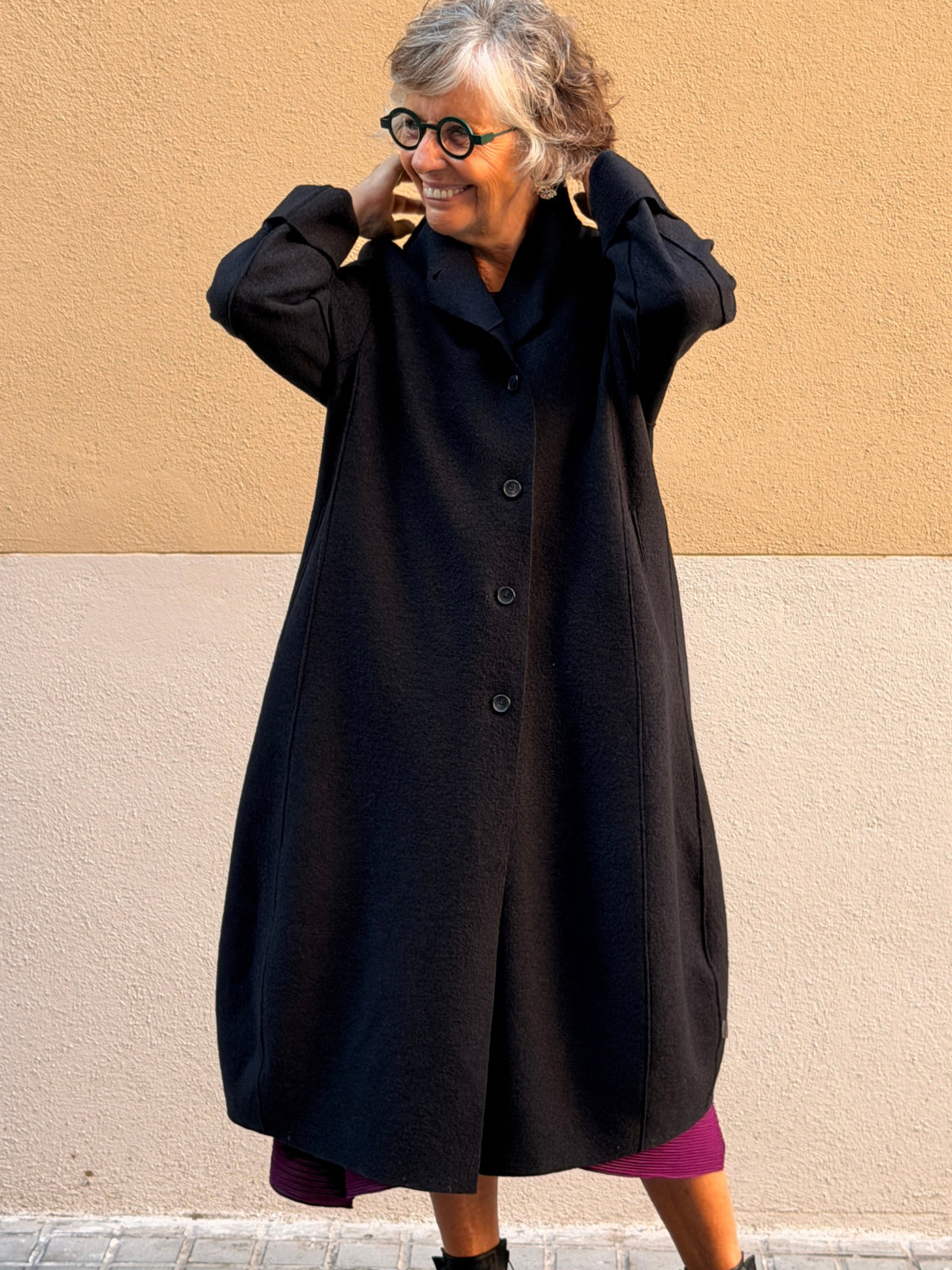 Boiled wool coat — shawl collar