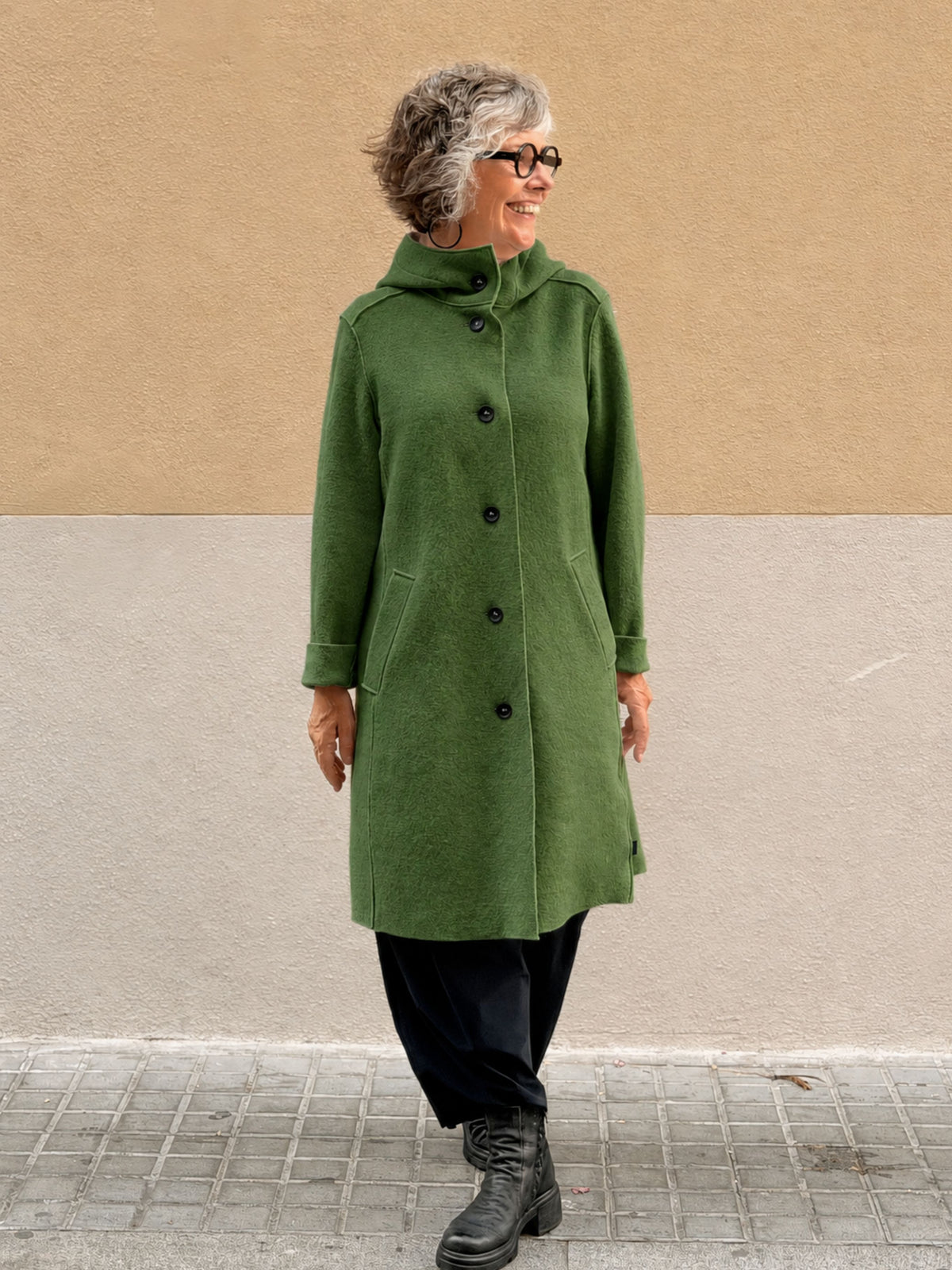 Boiled wool coat — hood