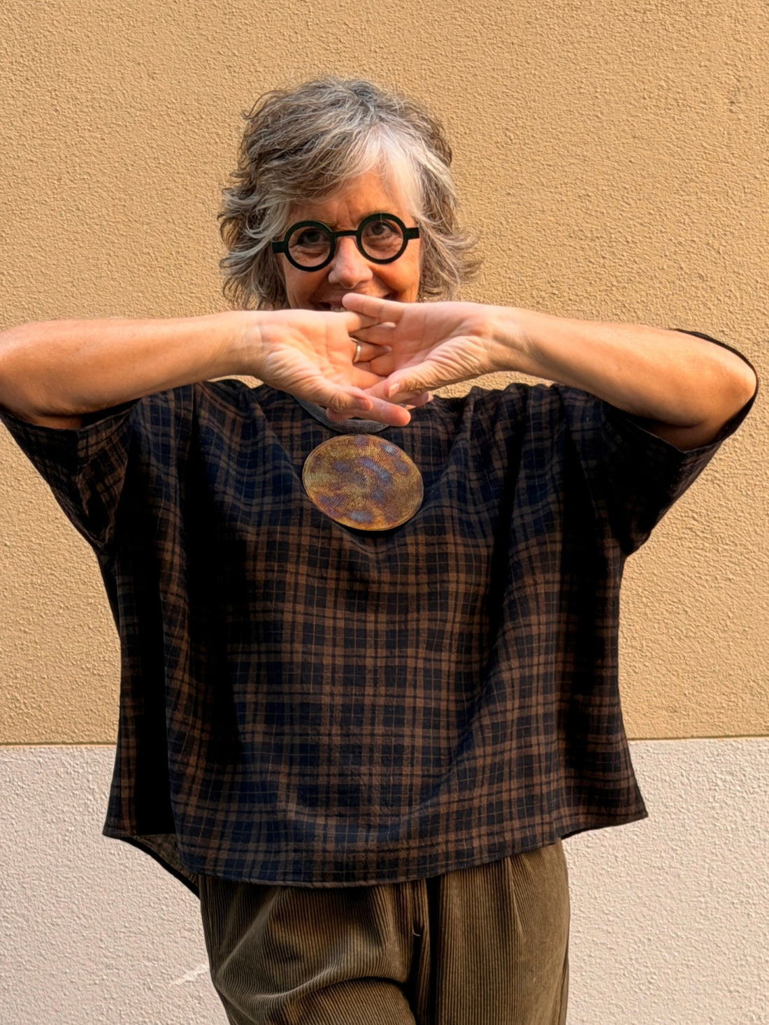Top oversize de llana de quadres