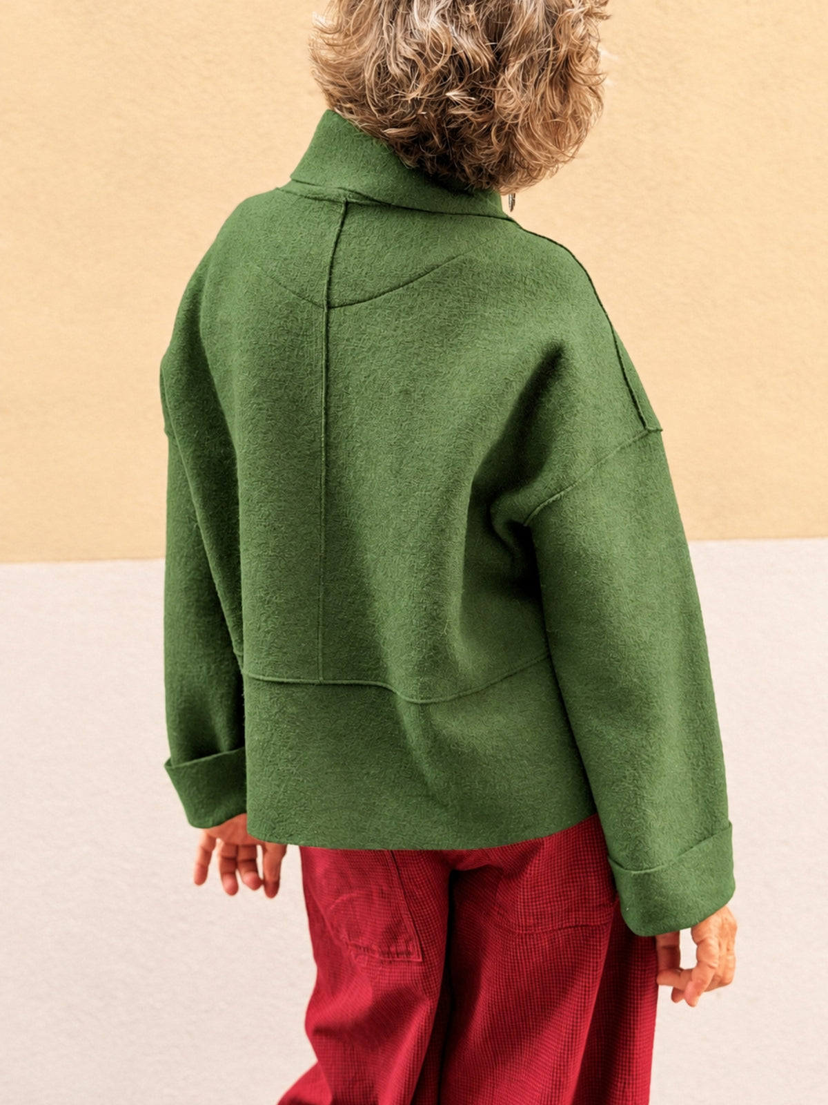 Boiled wool jacket — wide collar