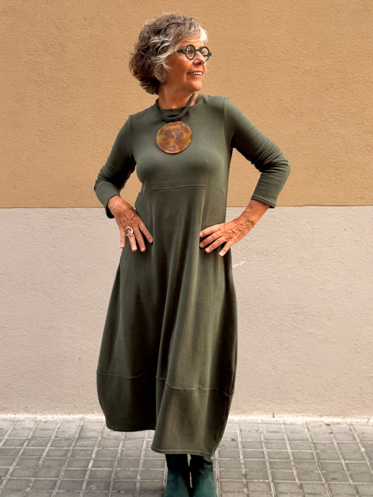 Vestido de punto — silueta cocoon