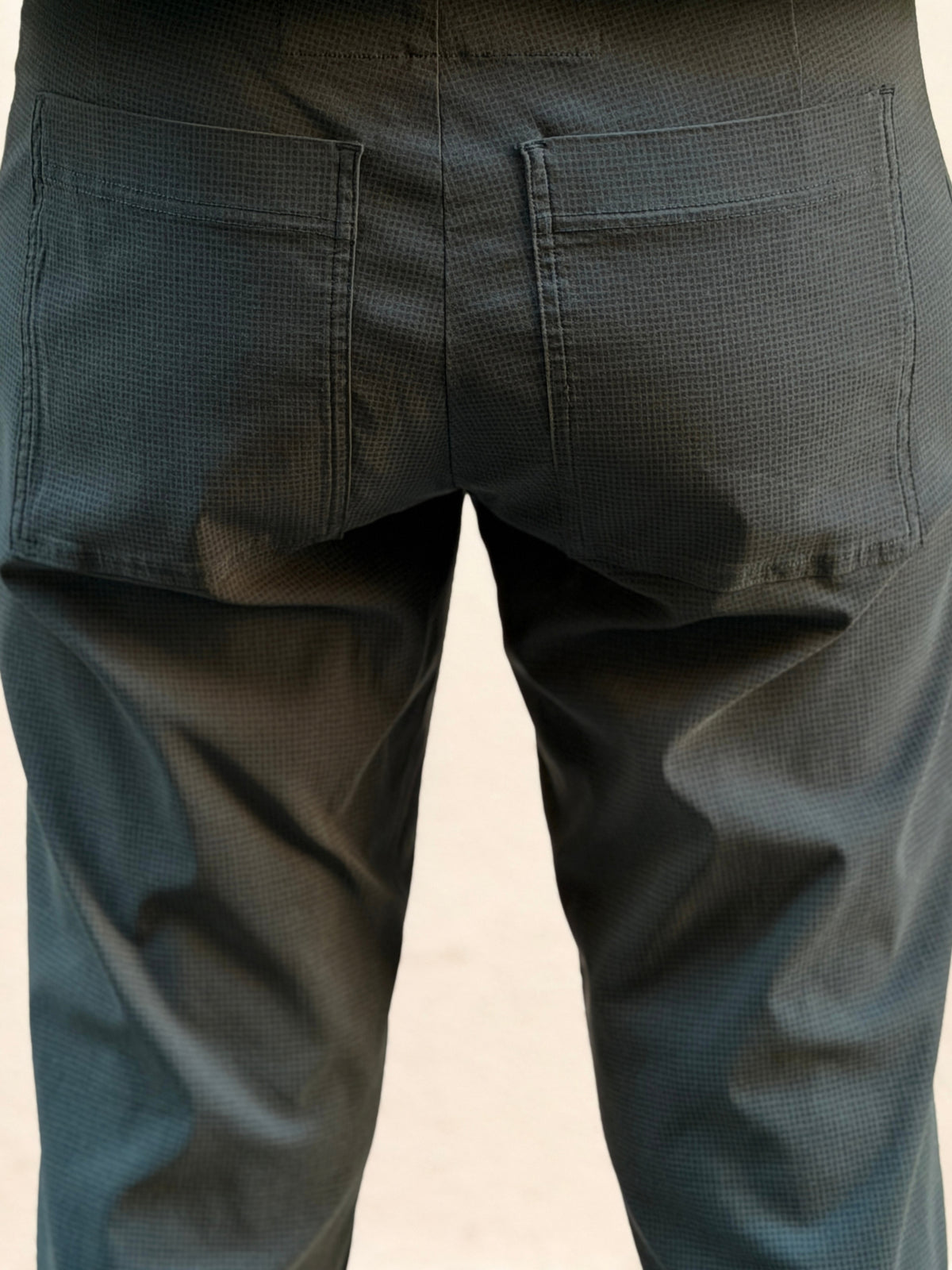 Straight trousers — stretch micro-check fabric
