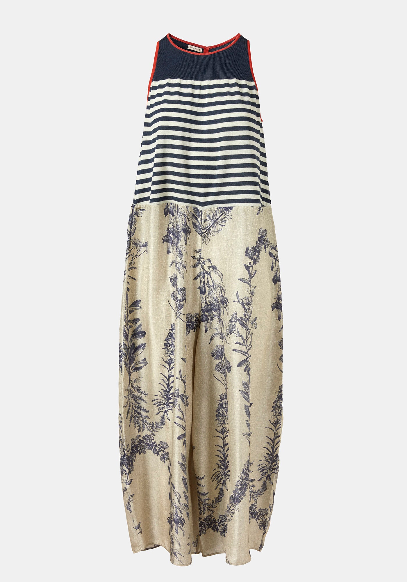Jumpsuit in silk and cotton with exclusive print