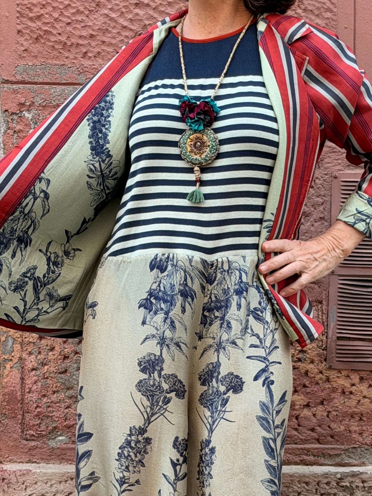 Jumpsuit in silk and cotton with exclusive print