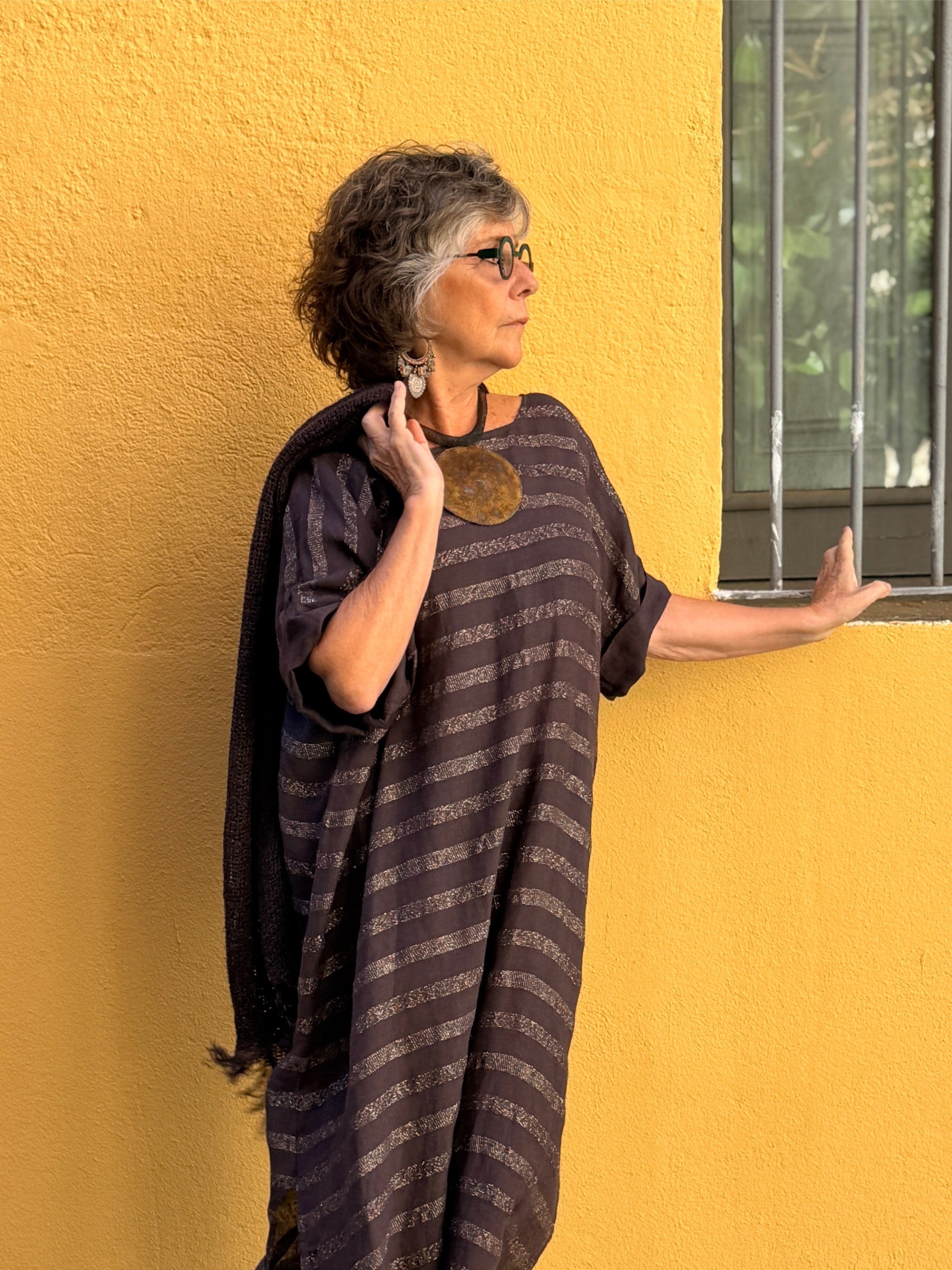 Vestido maxi de lino con rayas — ligero y fluido