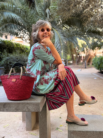 Vestido Durga — Jersey de algodón con estampado floral exclusivo | Jadeite
