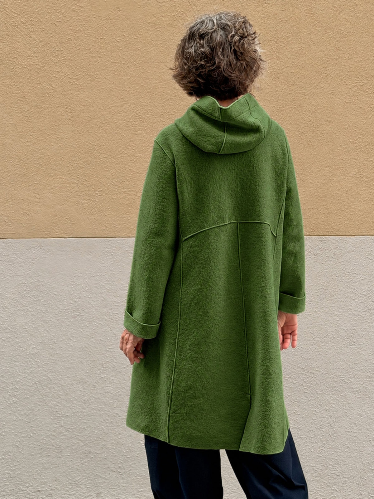 Boiled wool coat — hood