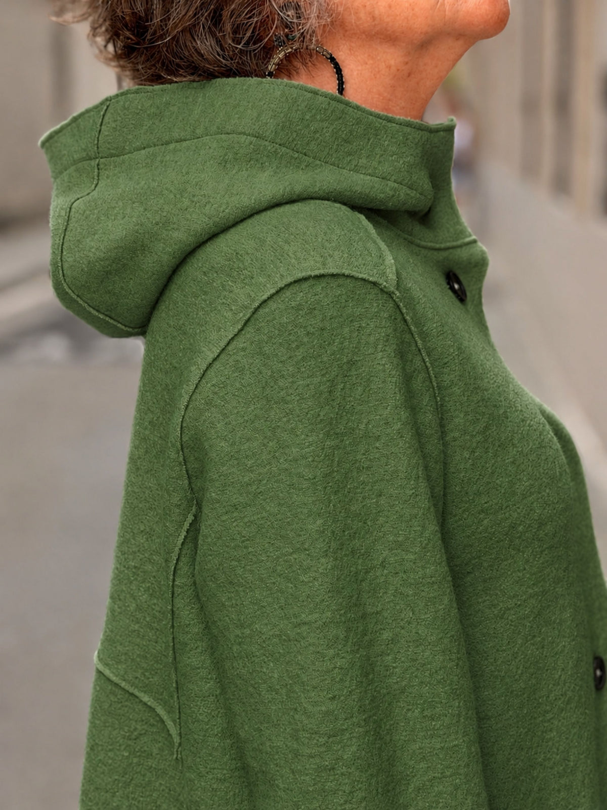 Boiled wool coat — hood