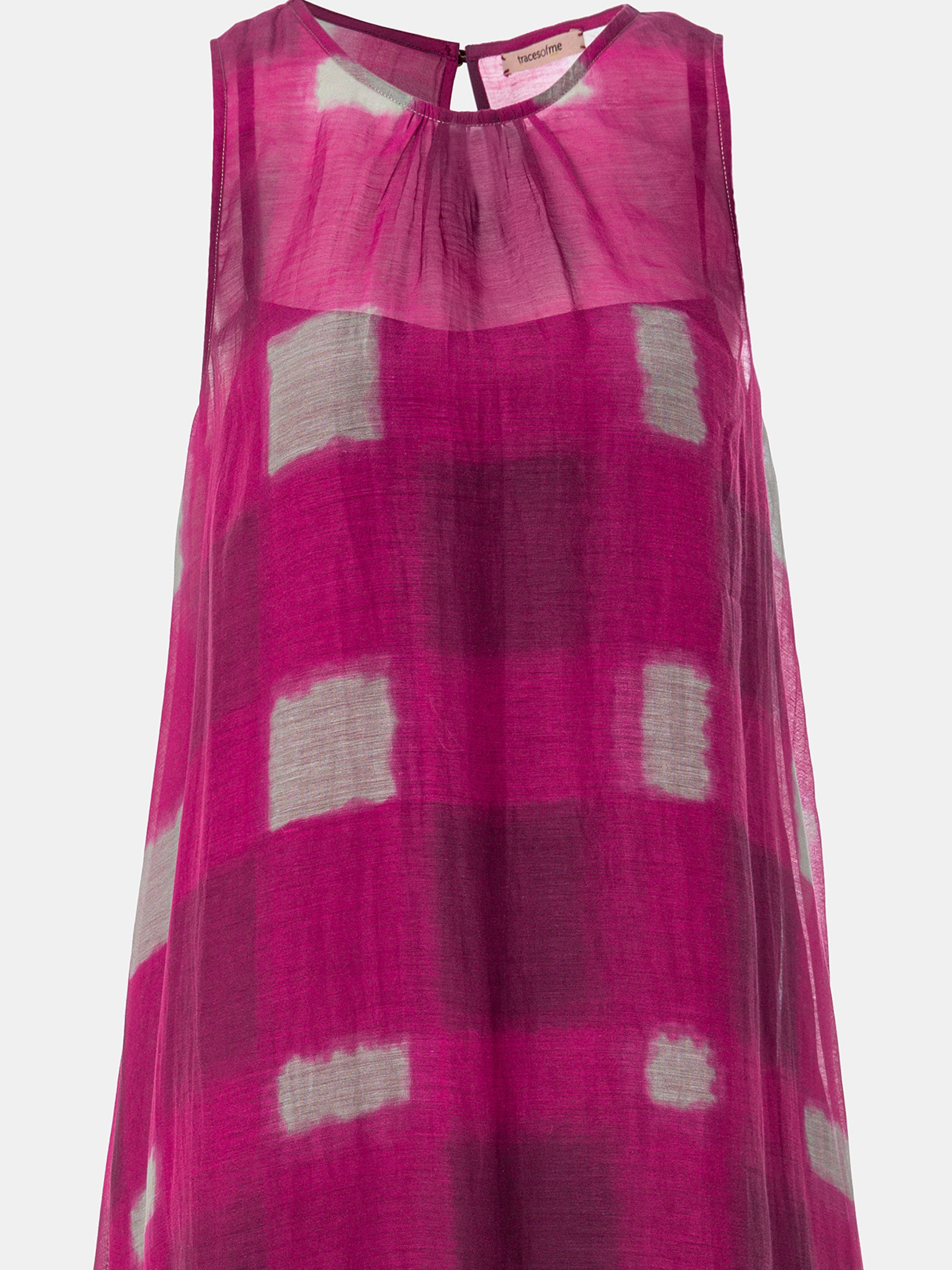Vestido Yabalka — Cuadros difuminados en Chanderi de seda y algodón