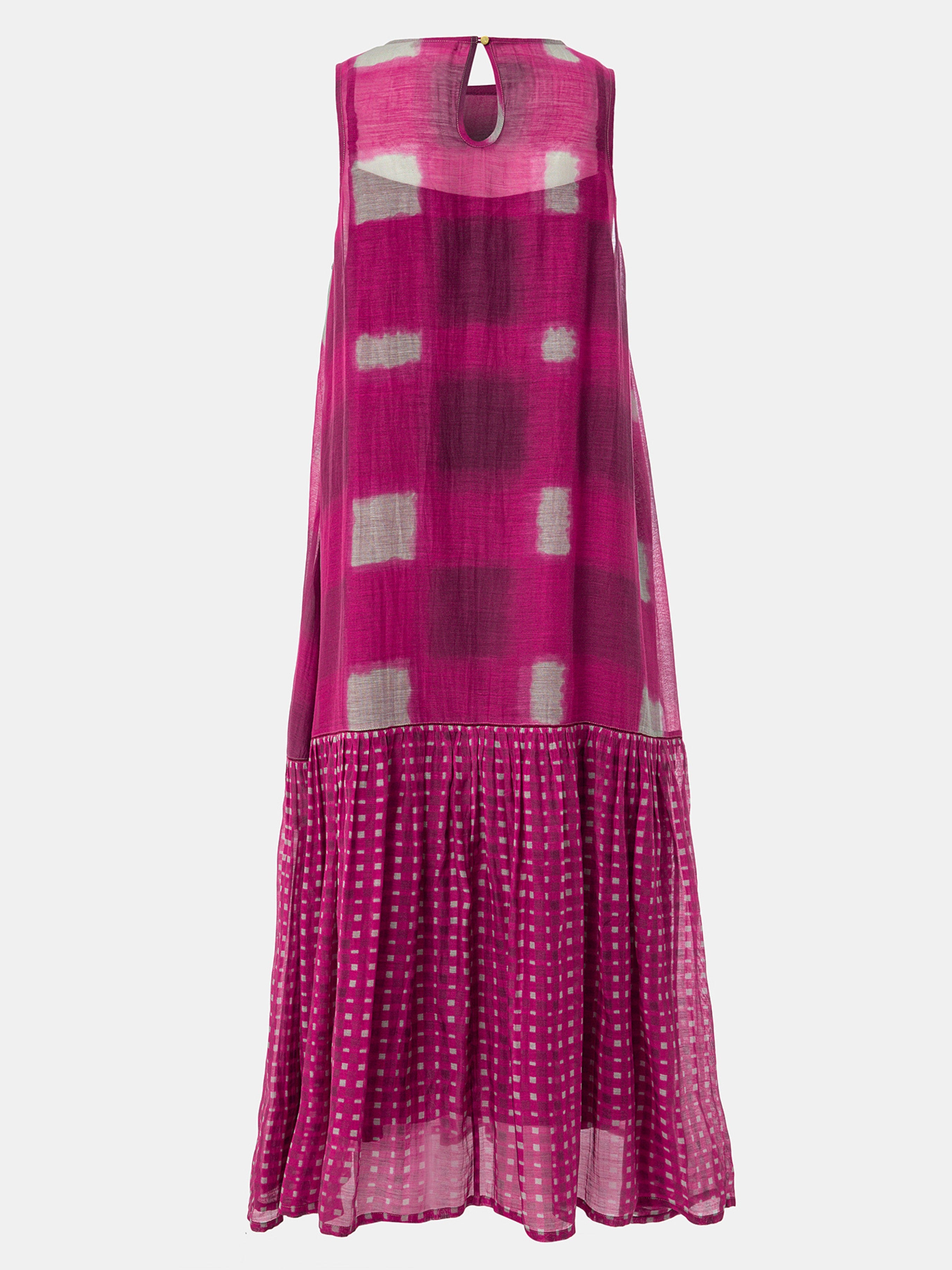 Vestido Yabalka — Cuadros difuminados en Chanderi de seda y algodón