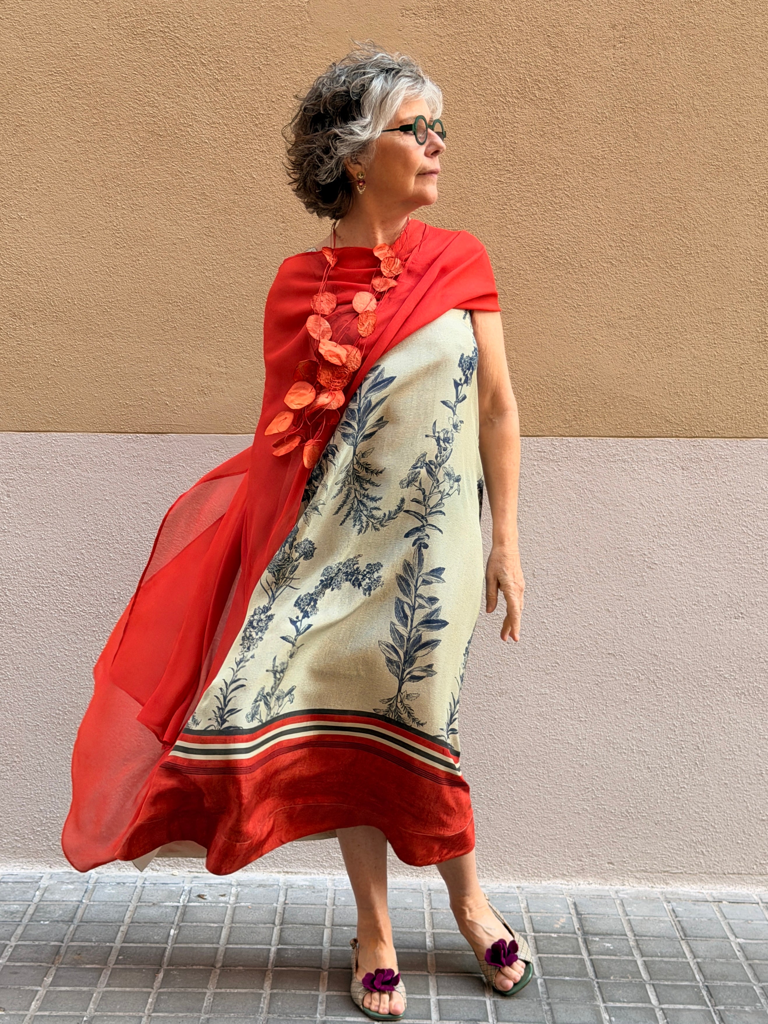 Vestido flores 100% seda