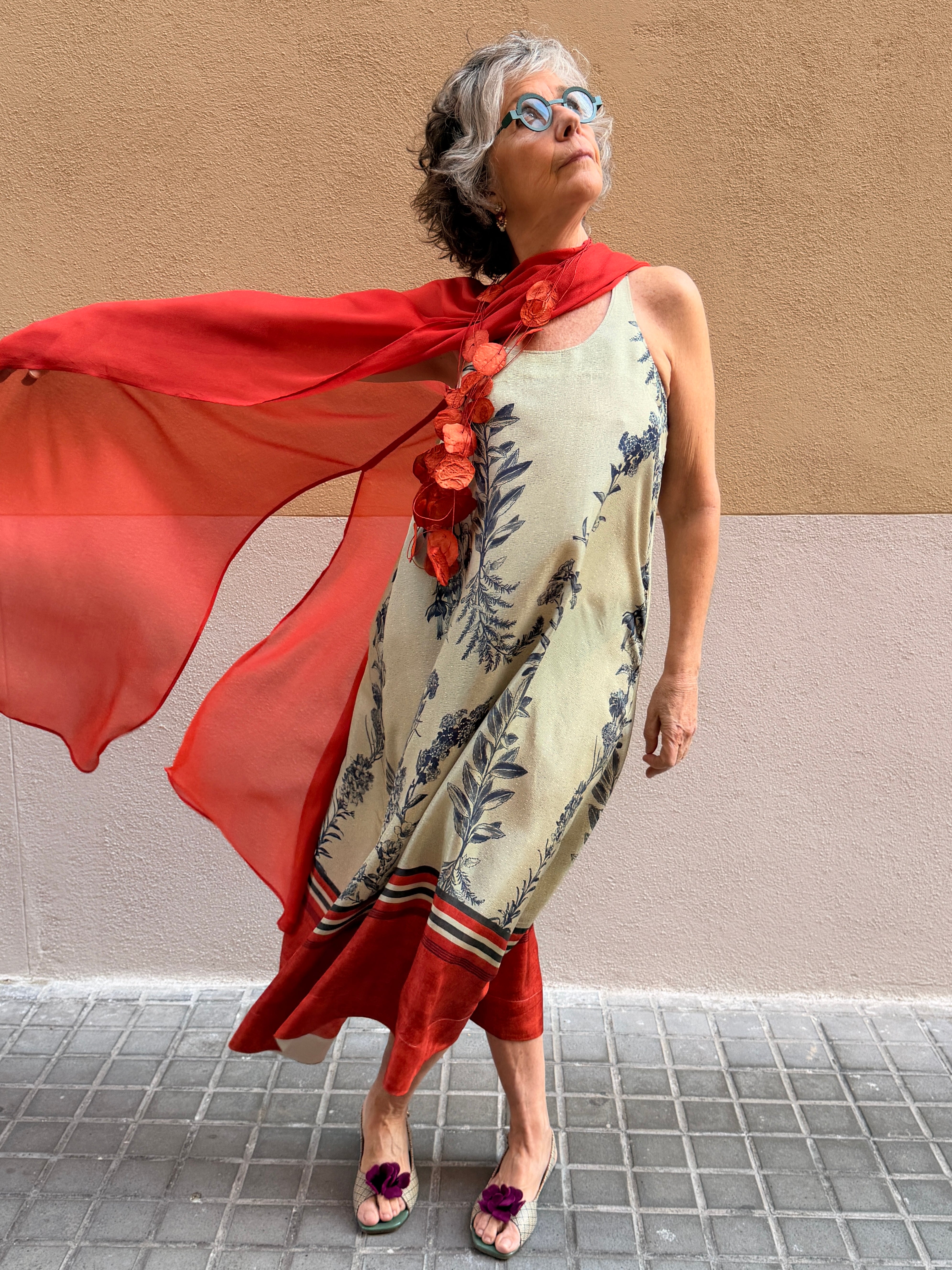 Vestido flores 100% seda