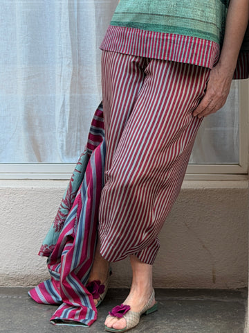 Pantalons de seda amb ratlles  Rouge