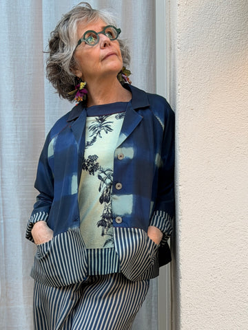 Chaqueta de cuadros acuarela 100% seda