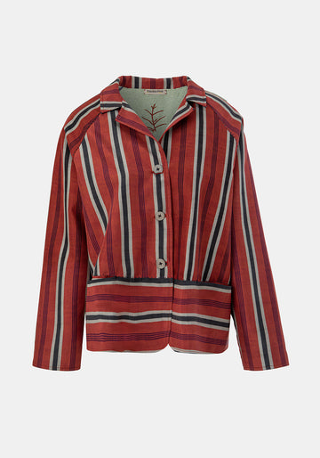 100% silk orange striped jacket