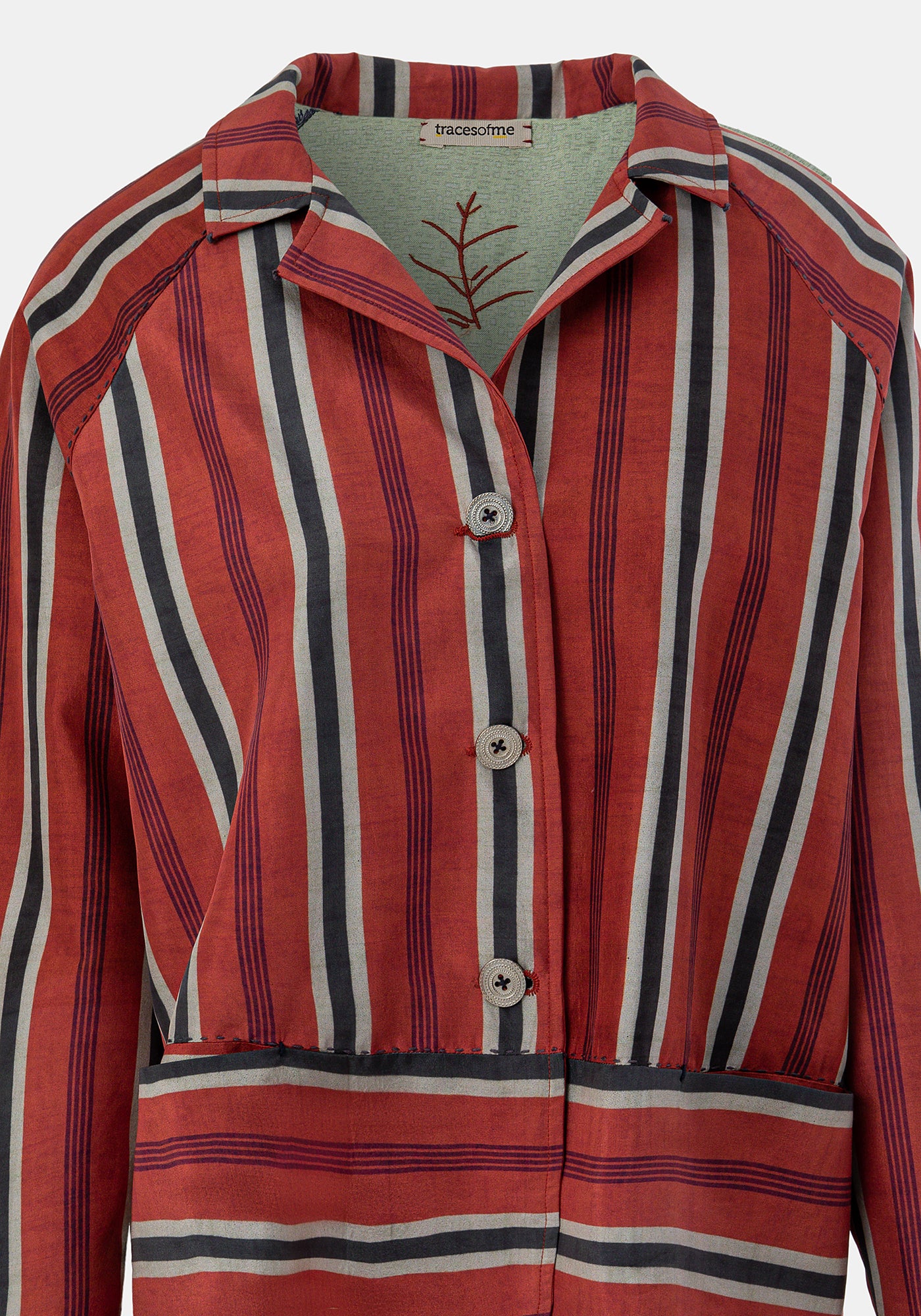 100% silk orange striped jacket