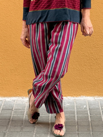 Pantaló recte de seda amb estampat exclusiu