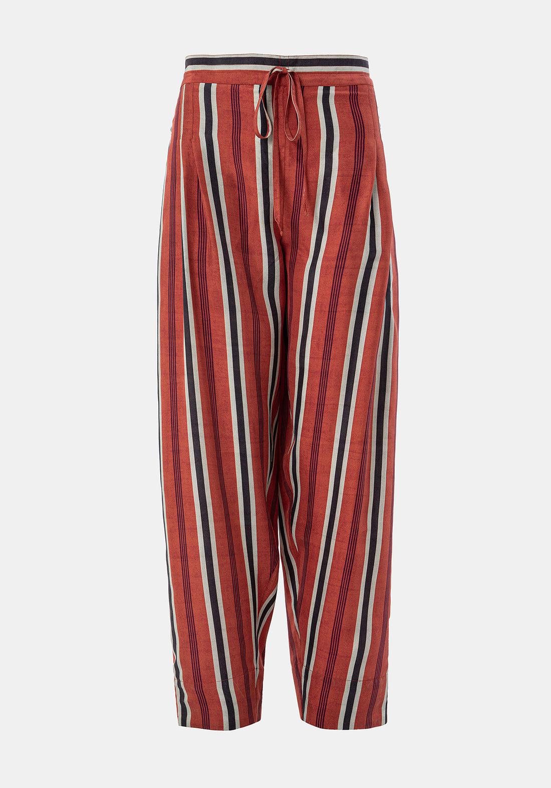 Pantaló recte de seda amb estampat exclusiu Burnt Ochre