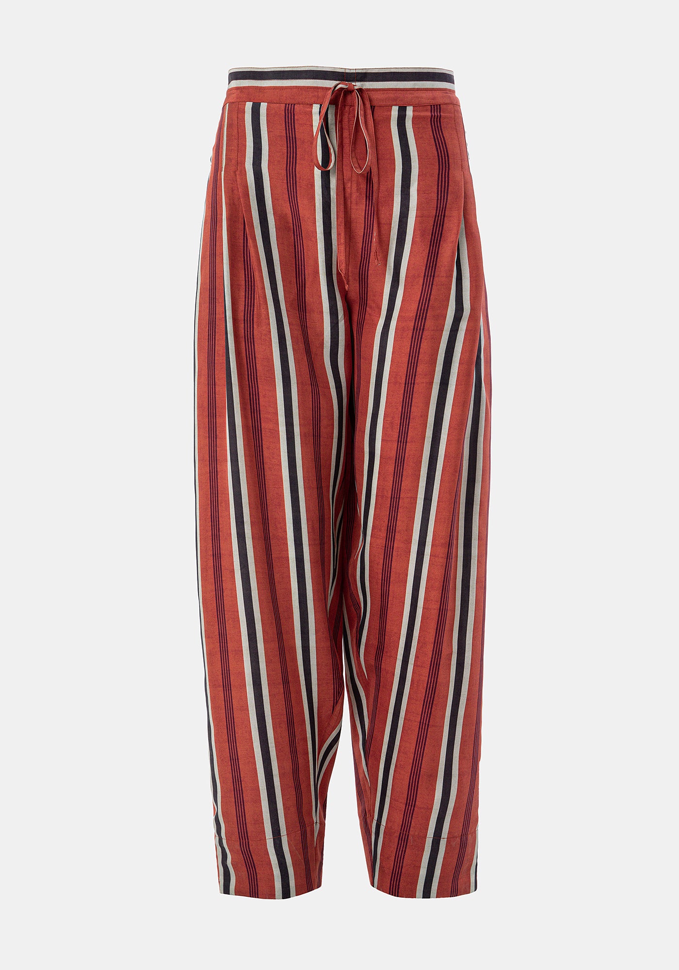 Pantaló recte de seda amb estampat exclusiu Burnt Ochre