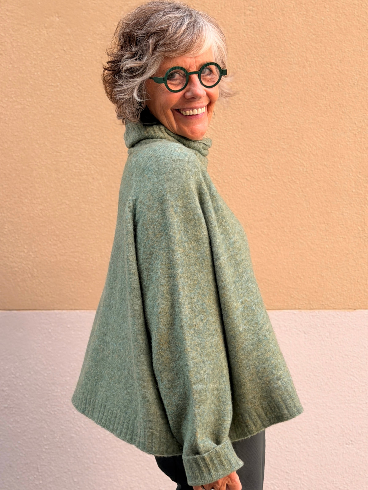 A-line high-neck jumper — wool and alpaca
