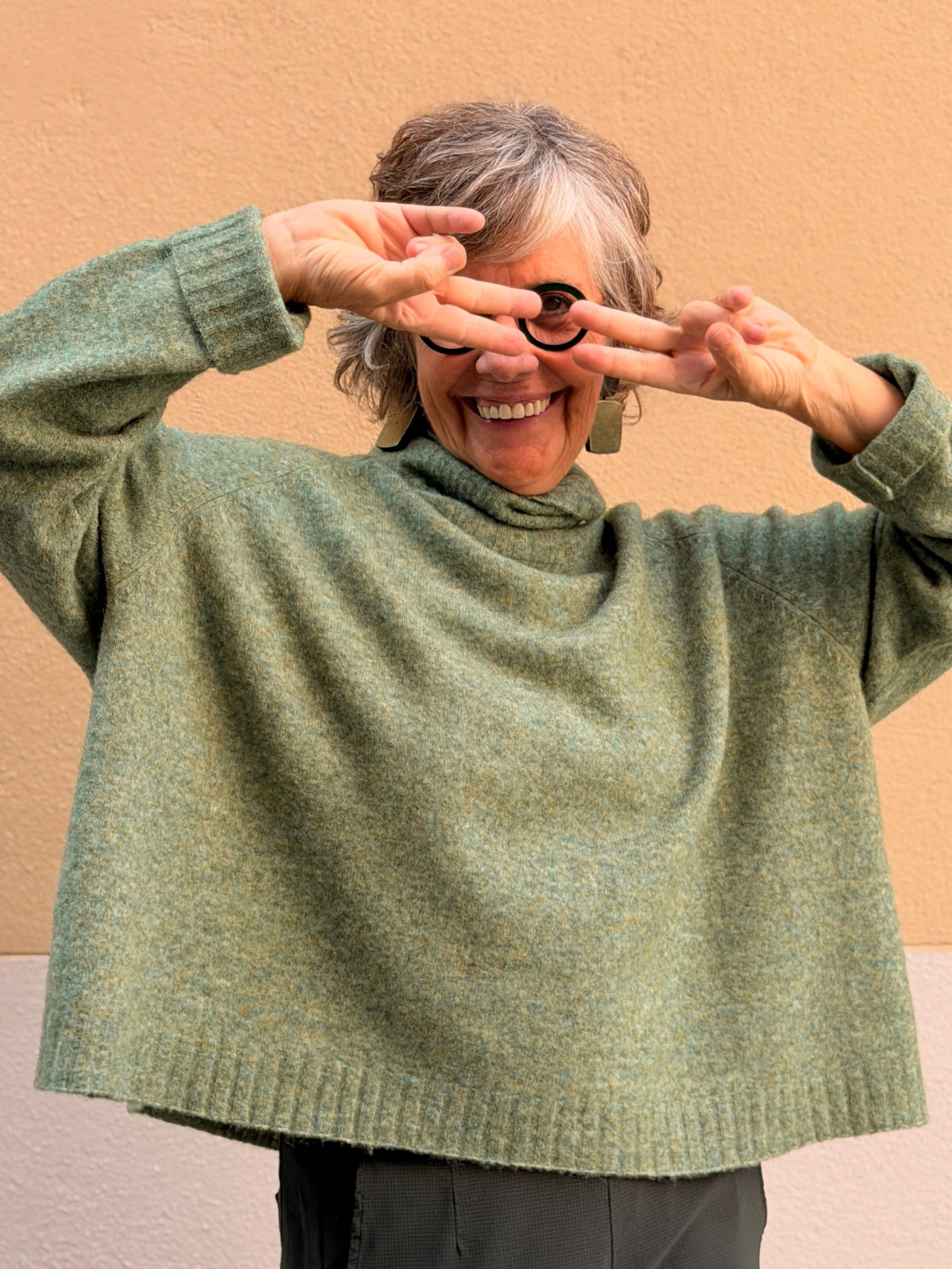 A-line high-neck jumper — wool and alpaca