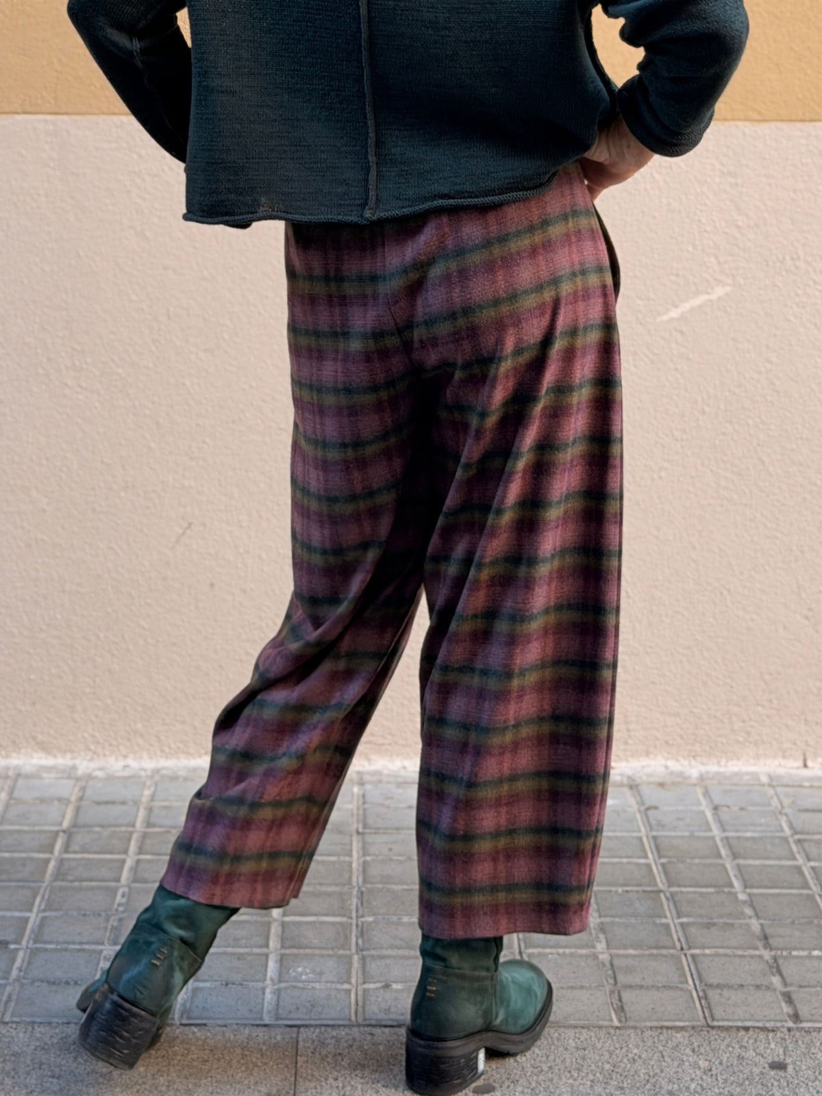 Pantaló de quadres — cama barril i tall cropped