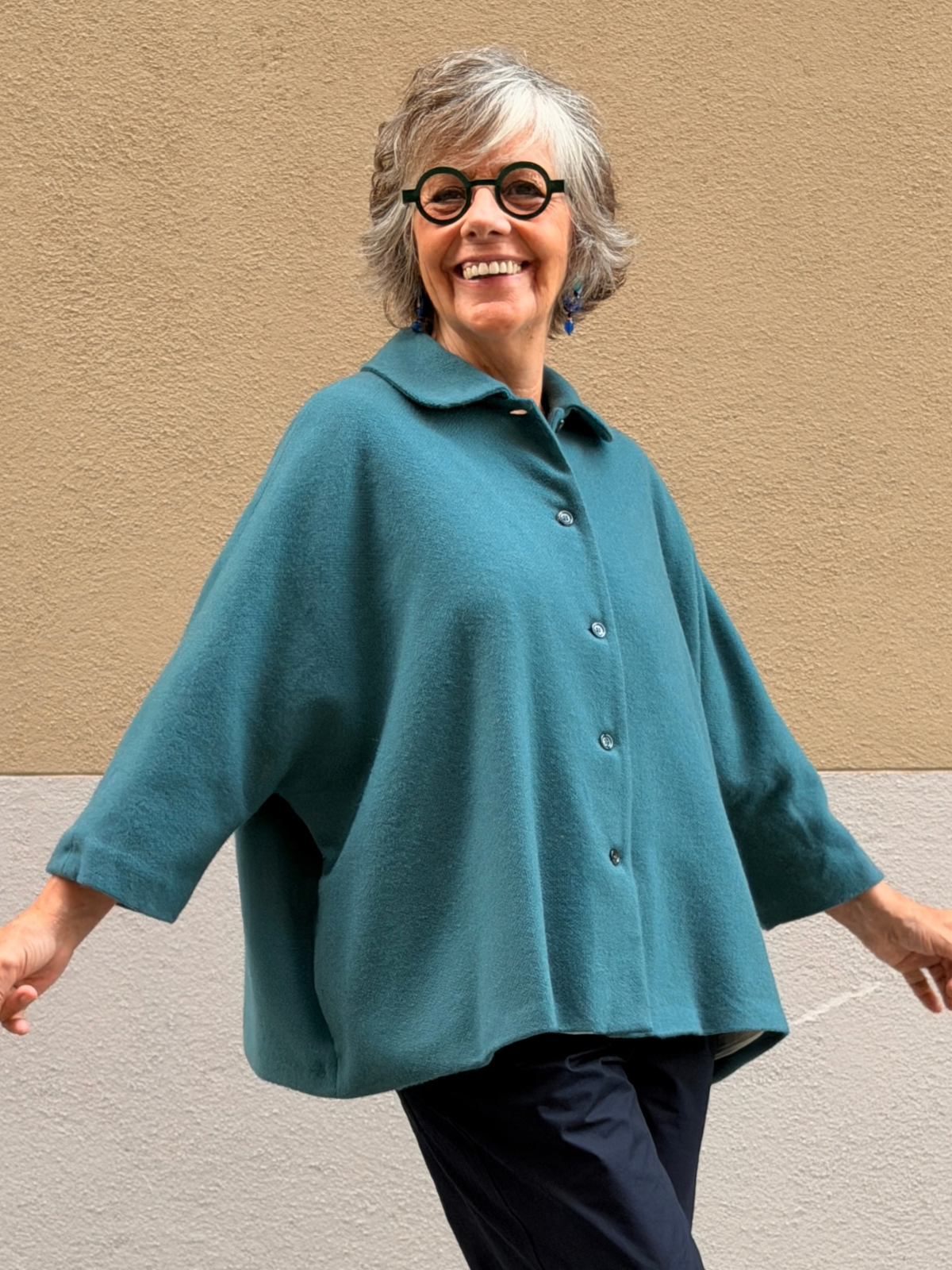 Jaqueta de caixmir — coll camisero i màniga tres quarts