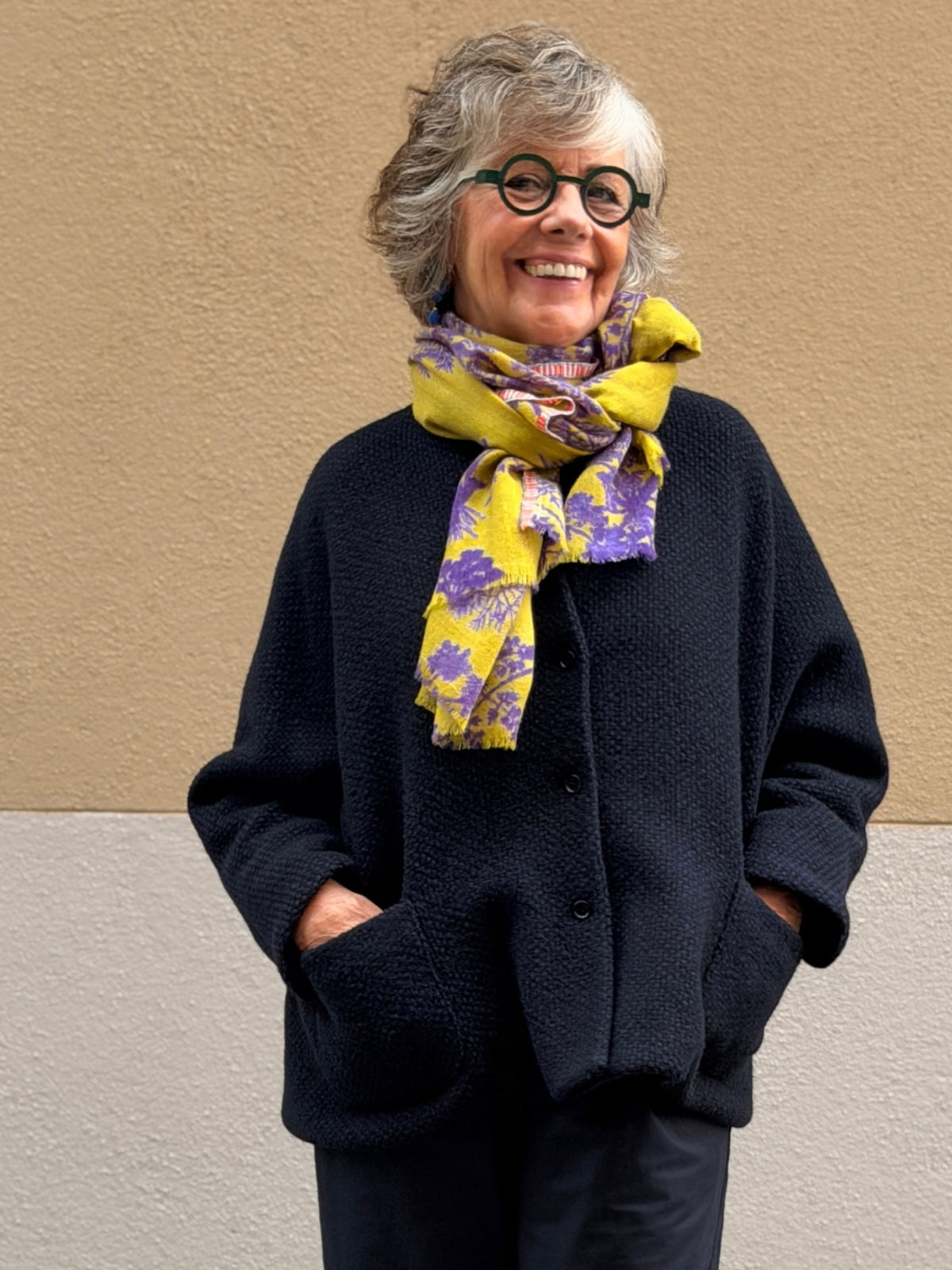 Jaqueta de llana — línia evasé i coll rodó
