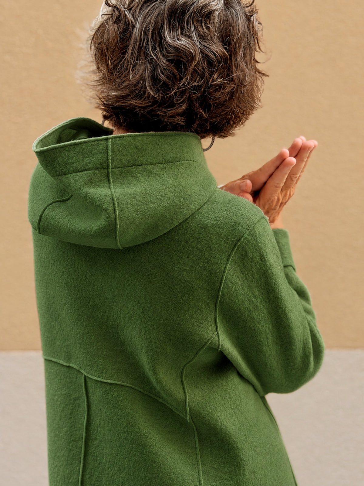 Boiled wool coat — hood