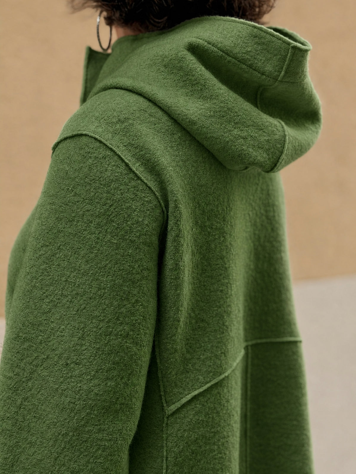 Boiled wool coat — hood
