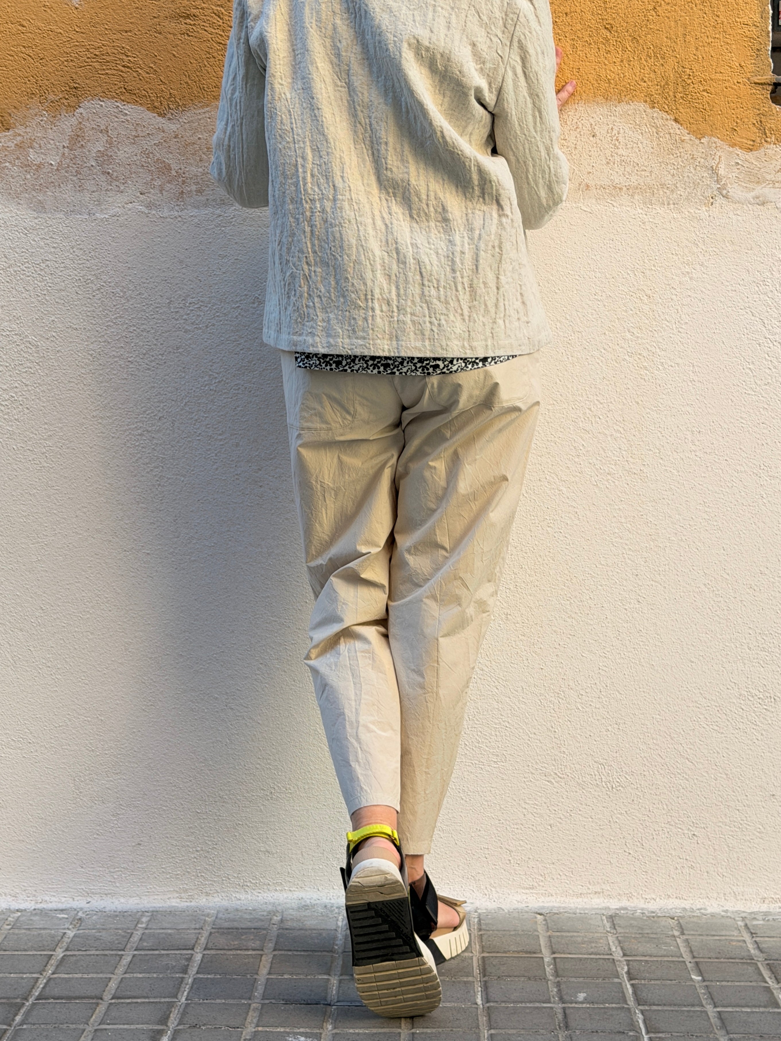 Pantalons rectes de cotó i lli