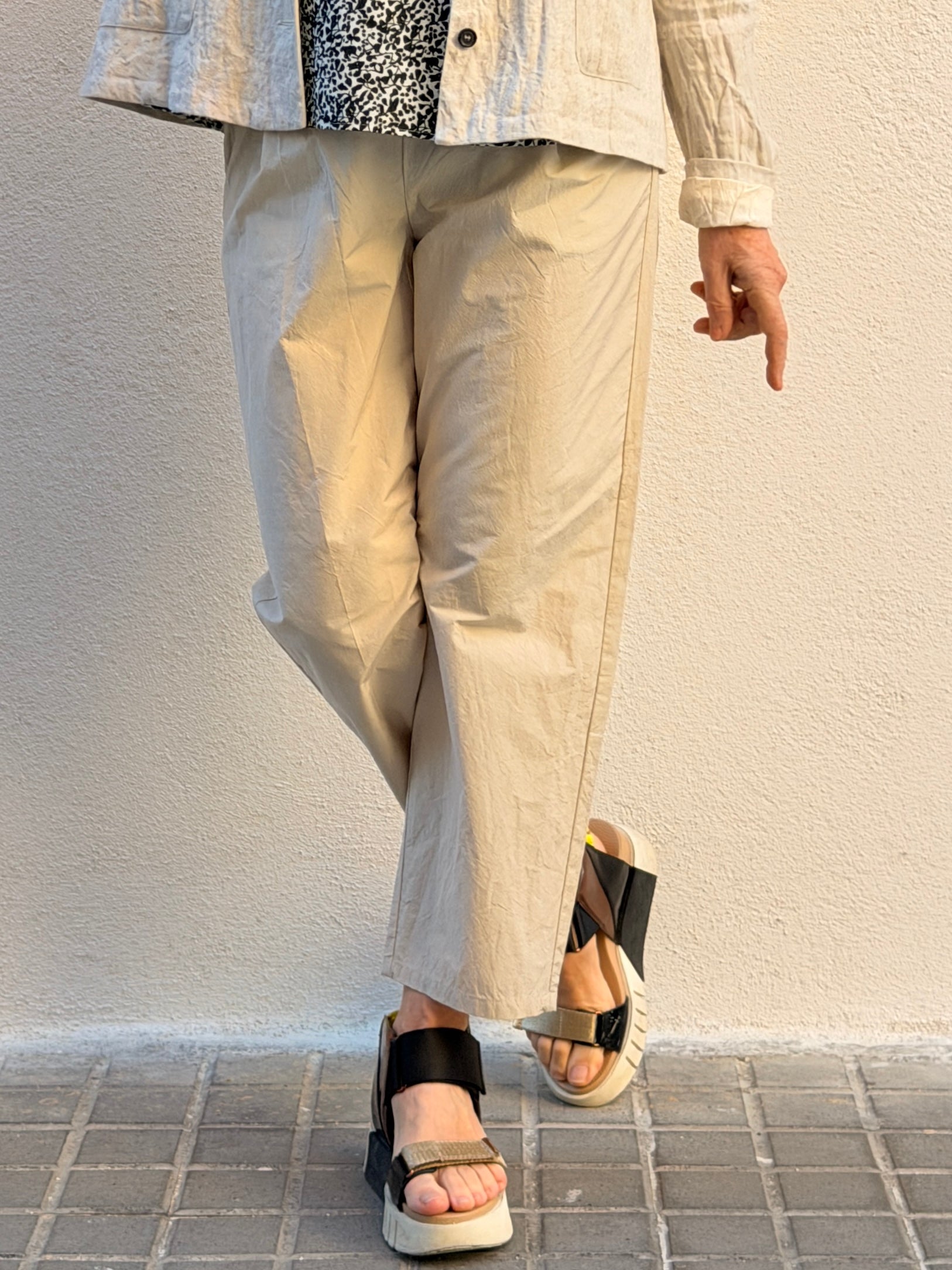 Pantalons rectes de cotó i lli