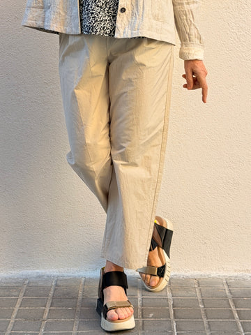 Pantalons rectes de cotó i lli