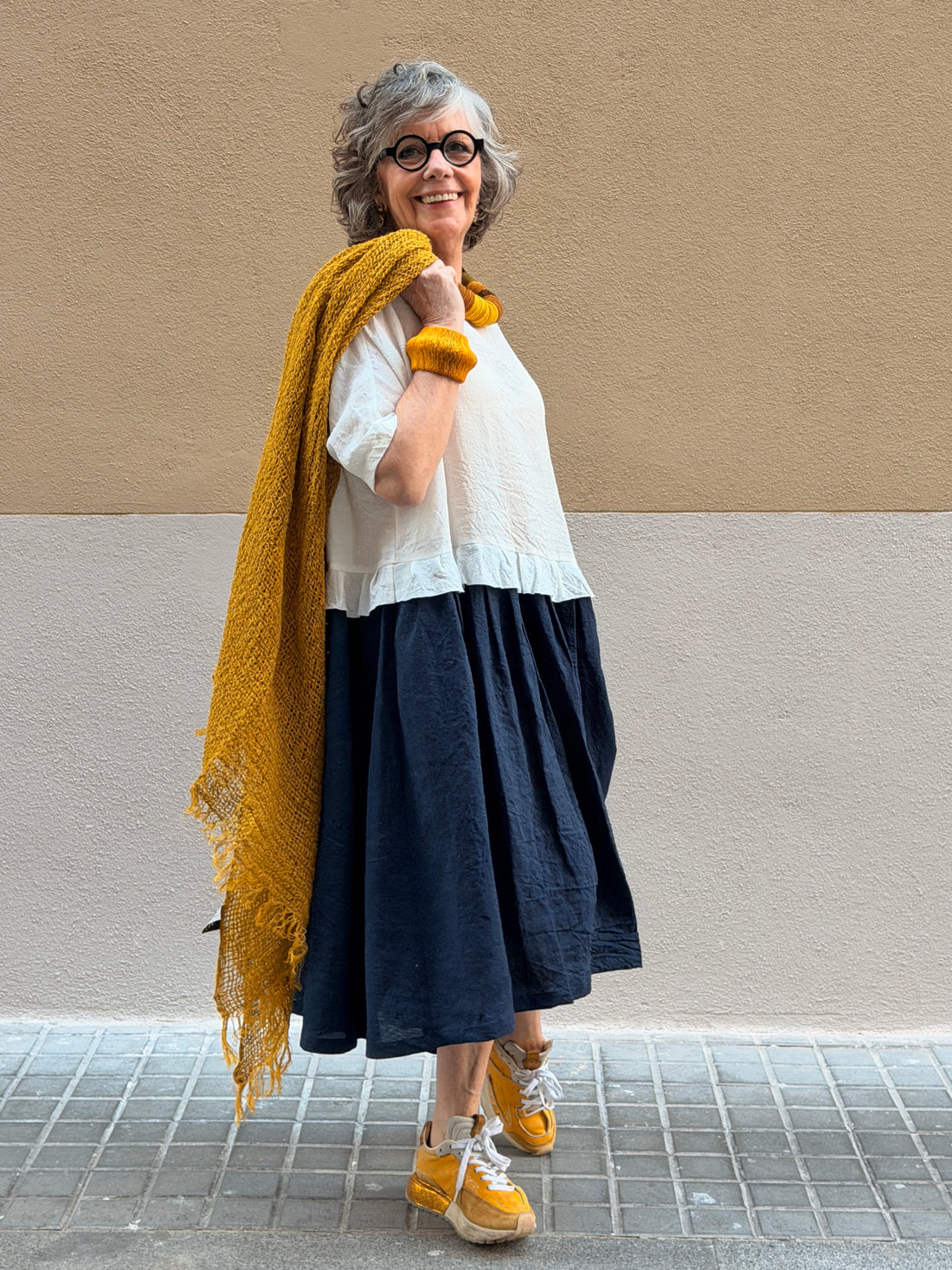 Vestit bicolor de lli