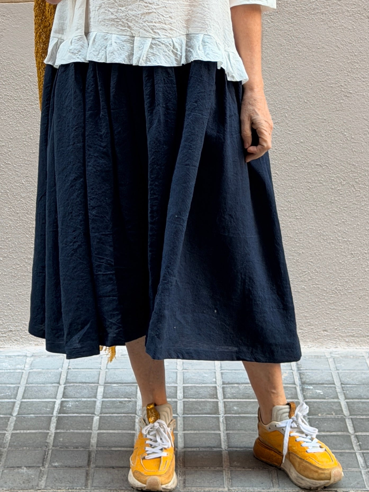 Vestido bicolor de lino