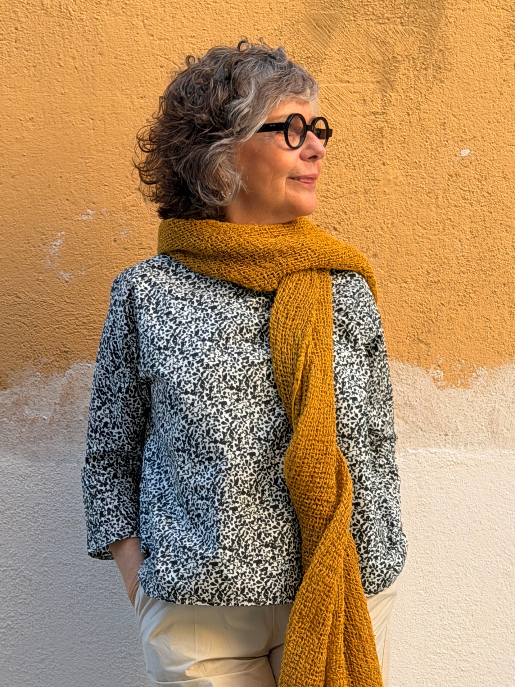 Top amplio estampado de algodón