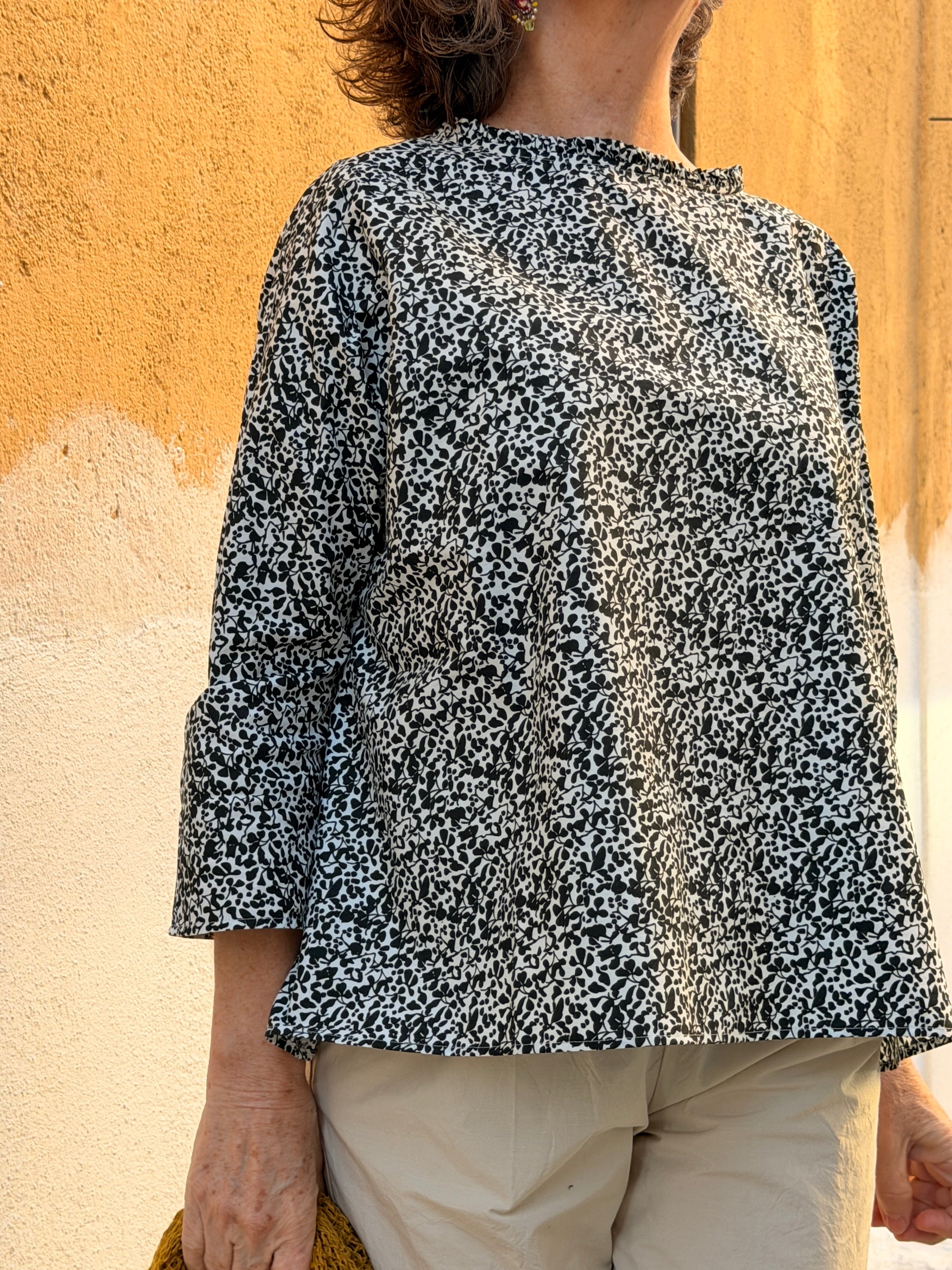 Top amplio estampado de algodón