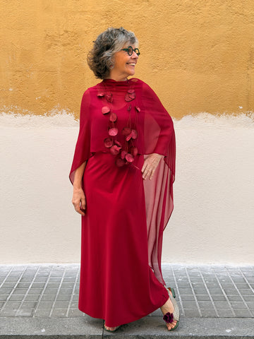 Silk crepe poncho