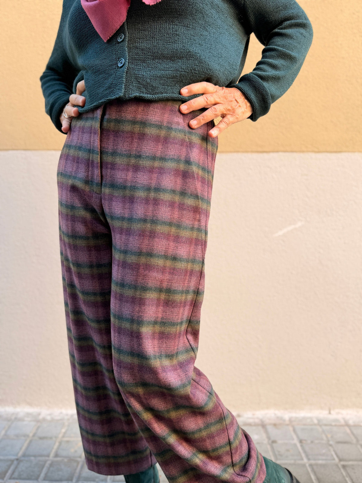 Pantaló de quadres — cama barril i tall cropped