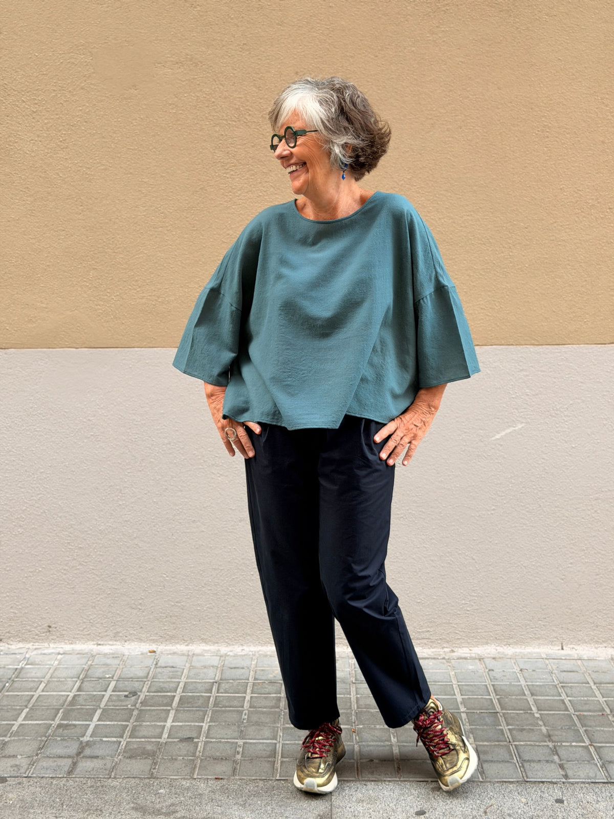 Top ample de llana verge — coll rodó