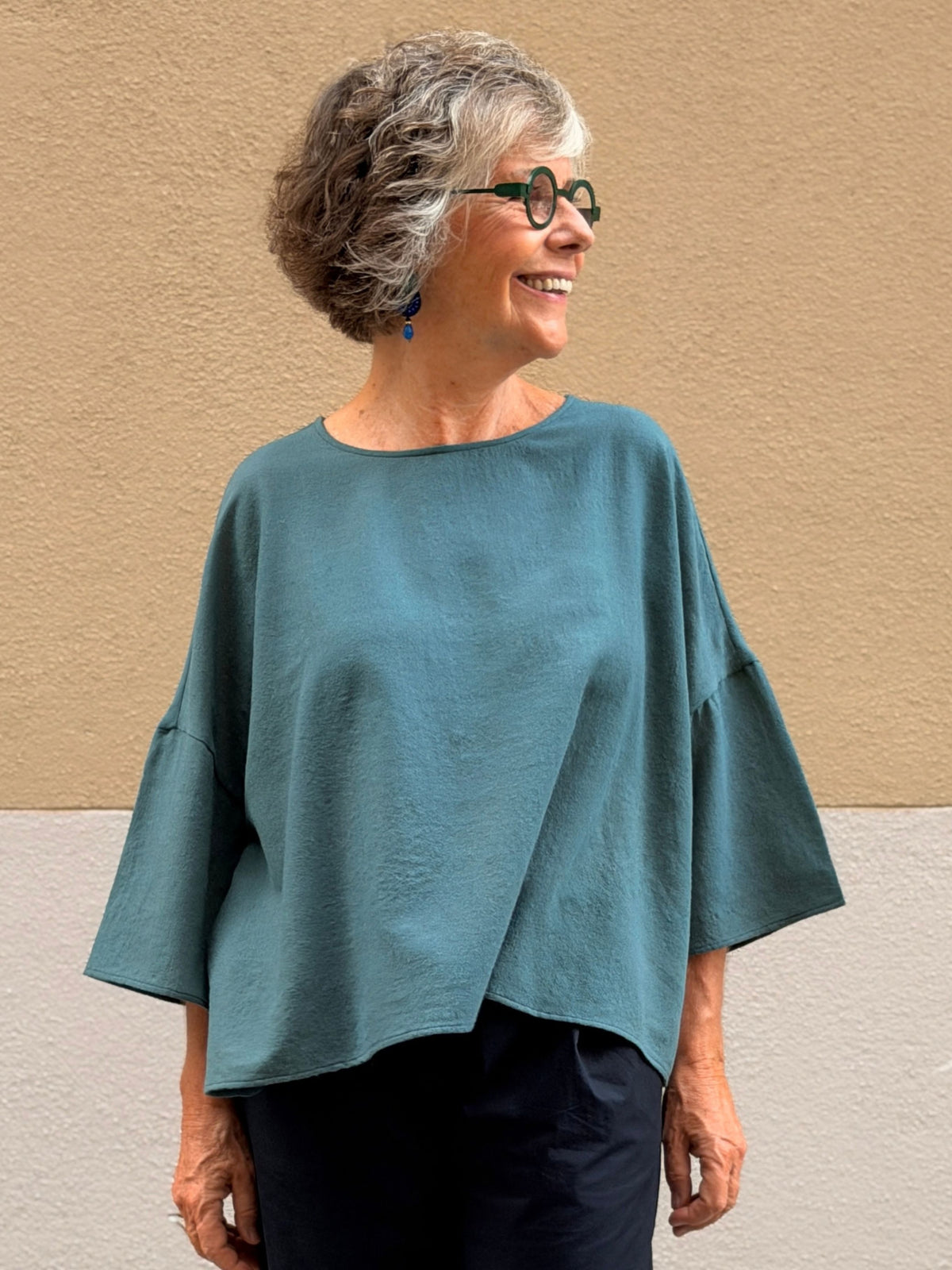 Top ample de llana verge — coll rodó
